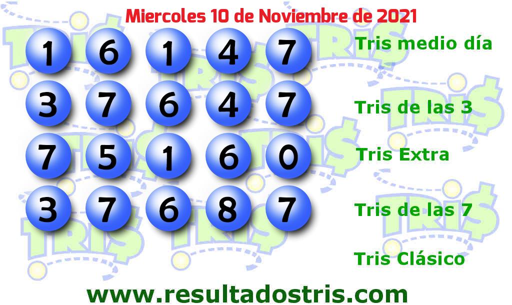 Boleto del Tris De las Siete del 2021-11-10