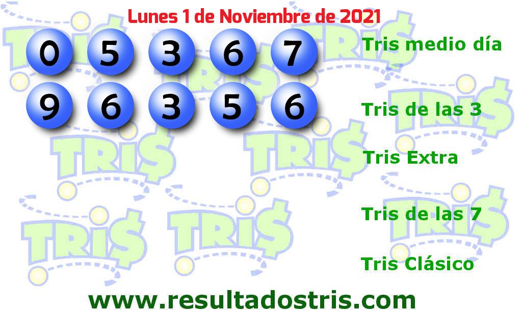 Resultados Tris De las Tres del 2021-11-01 Boleto del Tris De las Tres del 2021-11-01