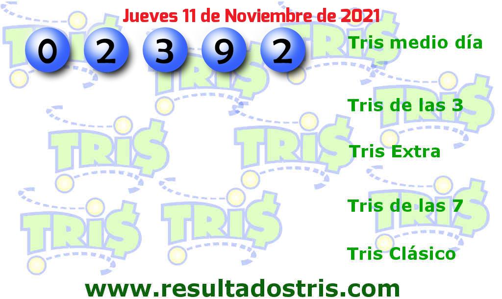 Resultados Tris Medio Día del 2021-11-11 Boleto del Tris Medio Día del 2021-11-11
