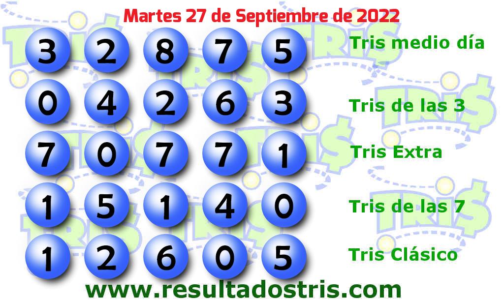 Resultados Tris Clásico Boleto del Tris Clásico del 2022-09-27