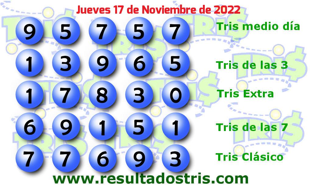 Resultados Tris Clásico del 2022-11-17 Boleto del Tris Clásico del 2022-11-17