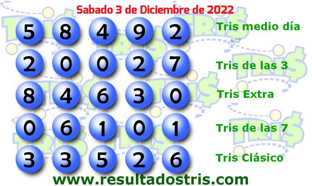 Resultados Tris Clásico Boleto del Tris Clásico 2022-12-03