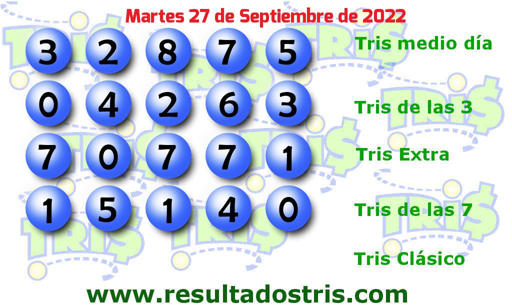 Resultados Tris De las Siete Boleto del Tris De las Siete del 2022-09-27
