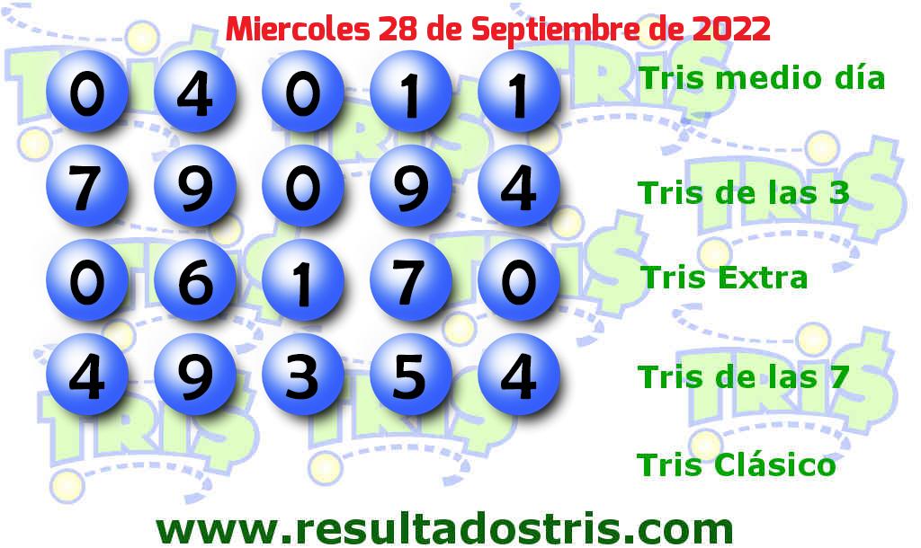 Resultados Tris de las Siete Boleto del Tris de las Siete 2022-09-28