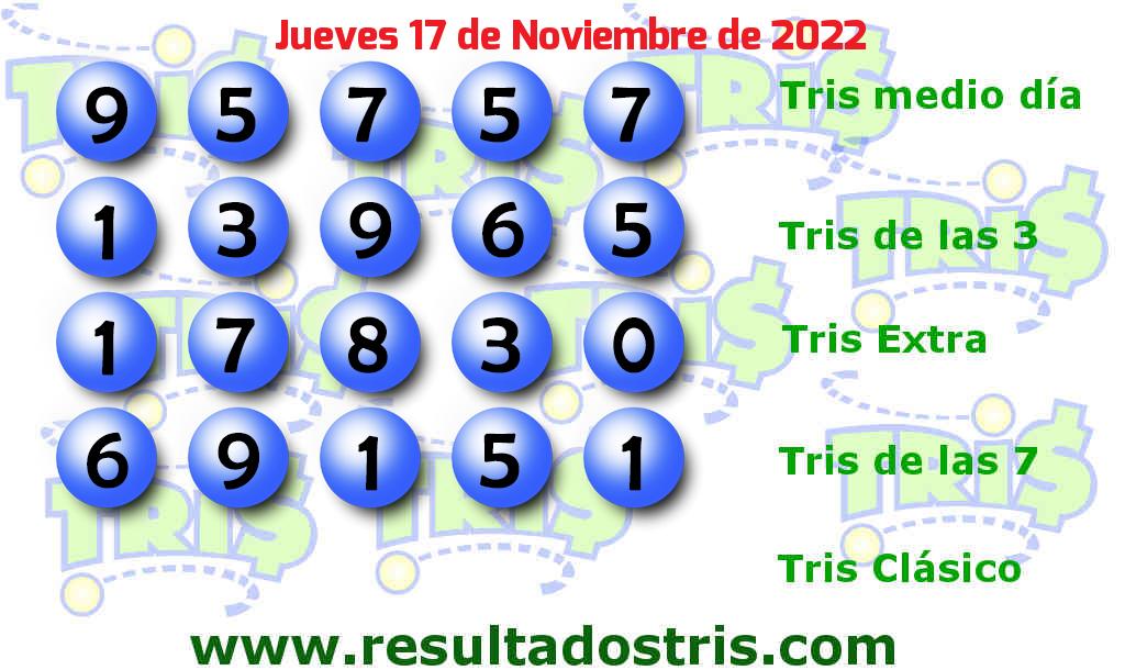 Resultados Tris De las Siete del 2022-11-17 Boleto del Tris De las Siete del 2022-11-17