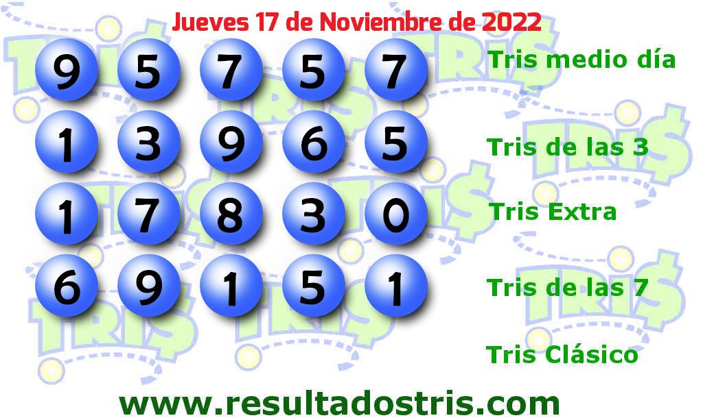 Boleto del Tris De las Siete del 2022-11-17