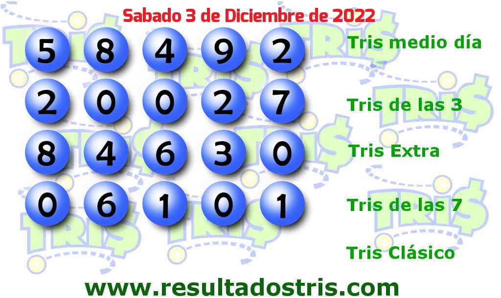 Resultados Tris de las Siete Boleto del Tris de las Siete 2022-12-03