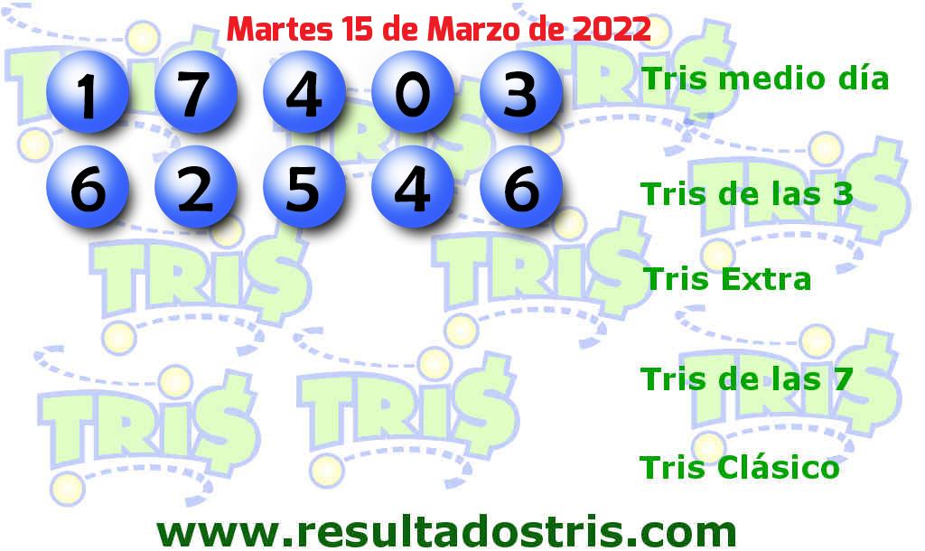 Boleto del Tris De las Tres del 2022-03-15