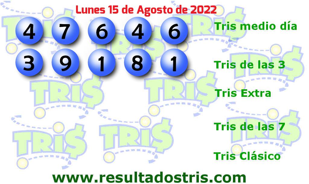 Boleto del Tris De las Tres del 2022-08-15