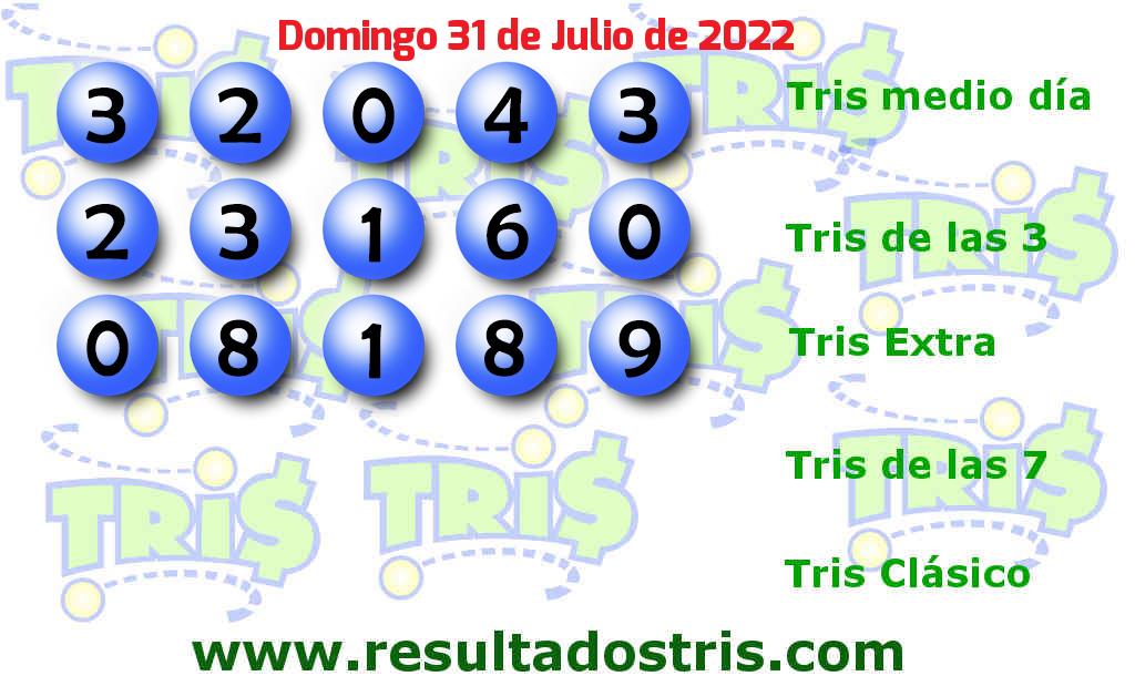 Resultados Tris Extra del 2022-07-31 Boleto del Tris Extra del 2022-07-31