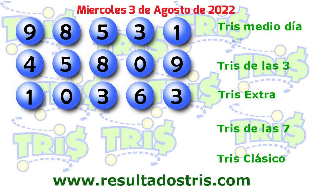 Boleto del Tris Extra del 2022-08-03