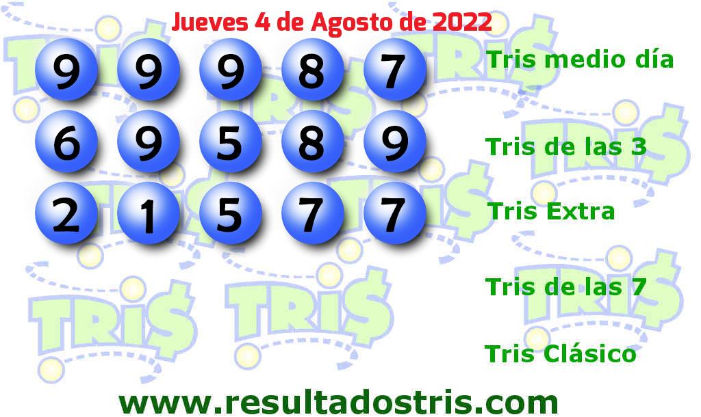 Resultados Tris Extra del 2022-08-04 Boleto del Tris Extra del 2022-08-04