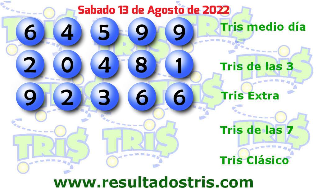 Resultados Tris Extra del 2022-08-13 Boleto del Tris Extra del 2022-08-13
