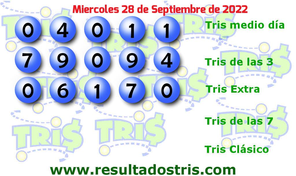Resultados Tris Extra Boleto del Tris Extra del 2022-09-28