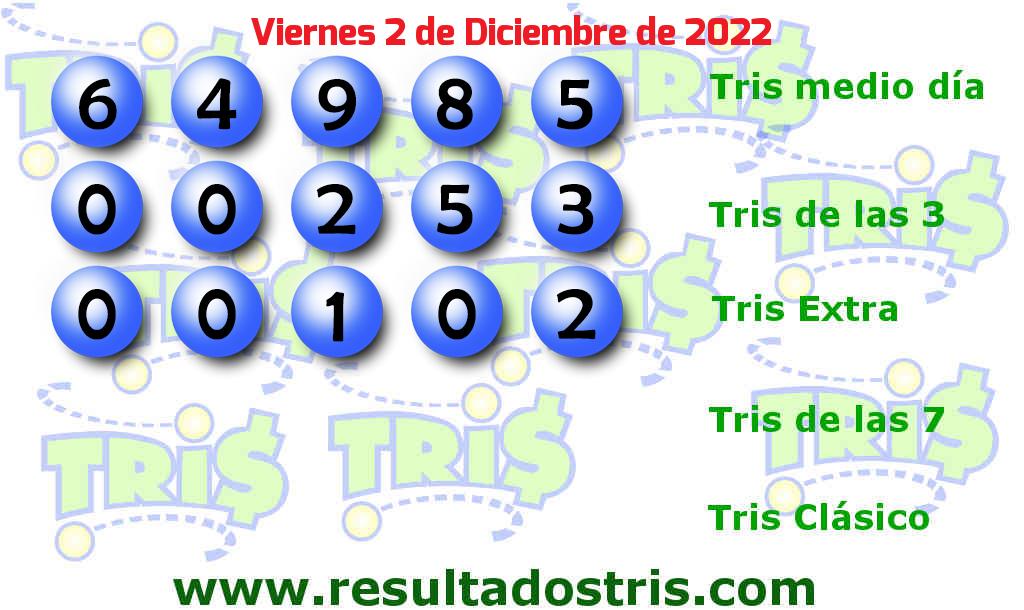 Resultados Tris Extra Boleto del Tris Extra del 2022-12-02