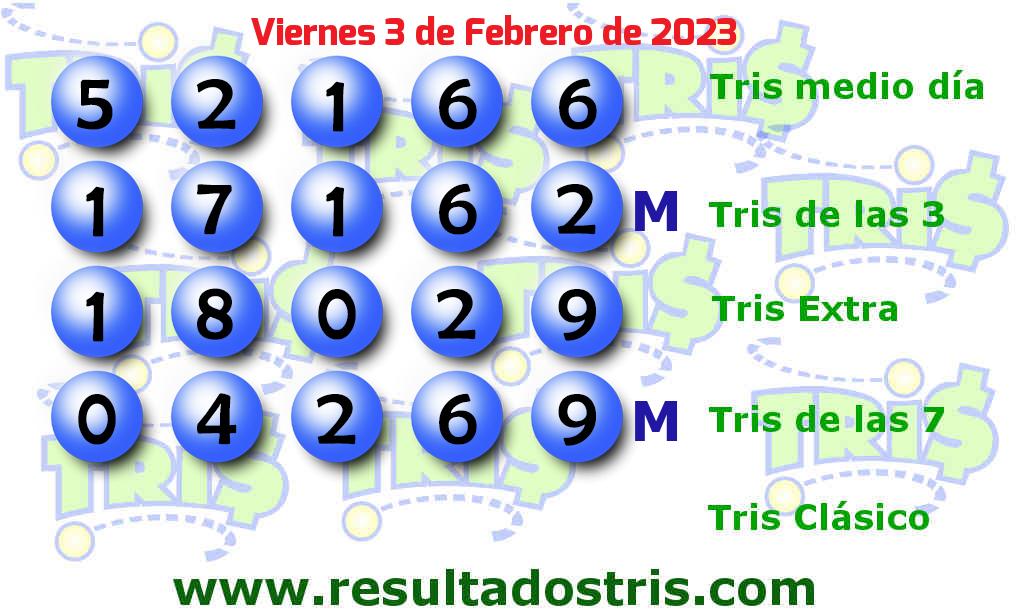 Boleto del Tris De las Siete del 2023-02-03