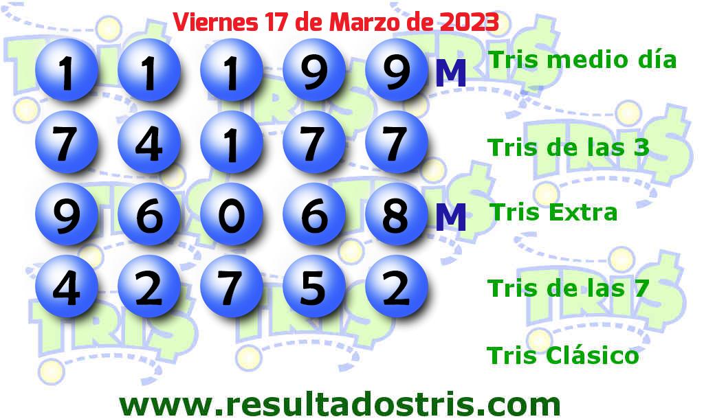 Boleto del Tris De las Siete del 2023-03-17