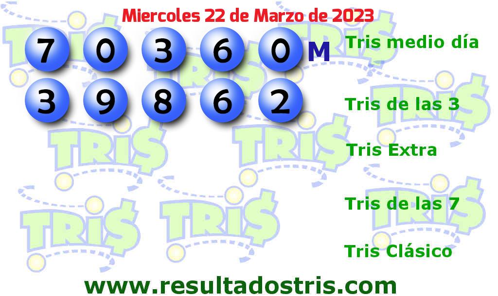 Resultados Tris De las Tres del 2023-03-22 Boleto del Tris De las Tres del 2023-03-22