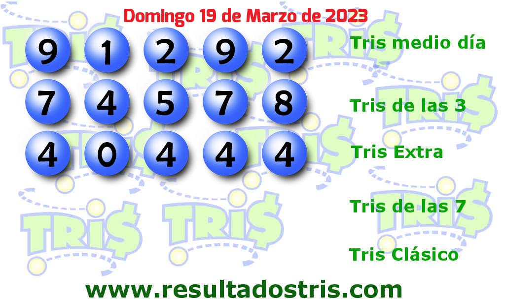 Resultados Tris Extra del 2023-03-19 Boleto del Tris Extra del 2023-03-19