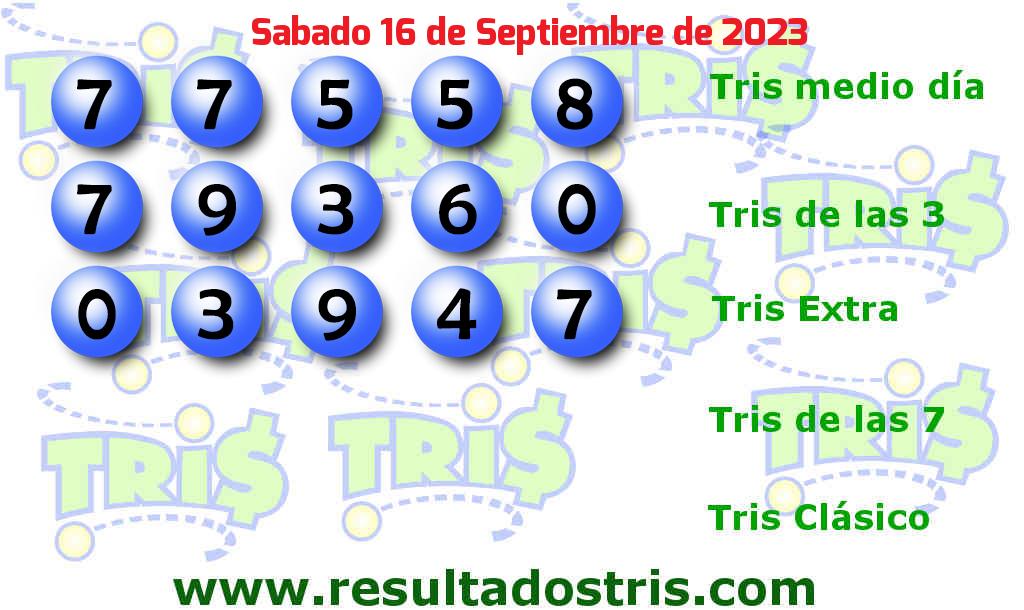 Resultados Tris Extra del 2023-09-16 Boleto del Tris Extra del 2023-09-16