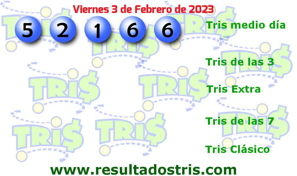 Resultados Tris Medio Día Boleto del Tris Medio Día del 2023-02-03