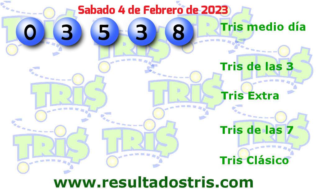 Resultados Tris Medio Día Boleto del Tris Medio Día del 2023-02-04