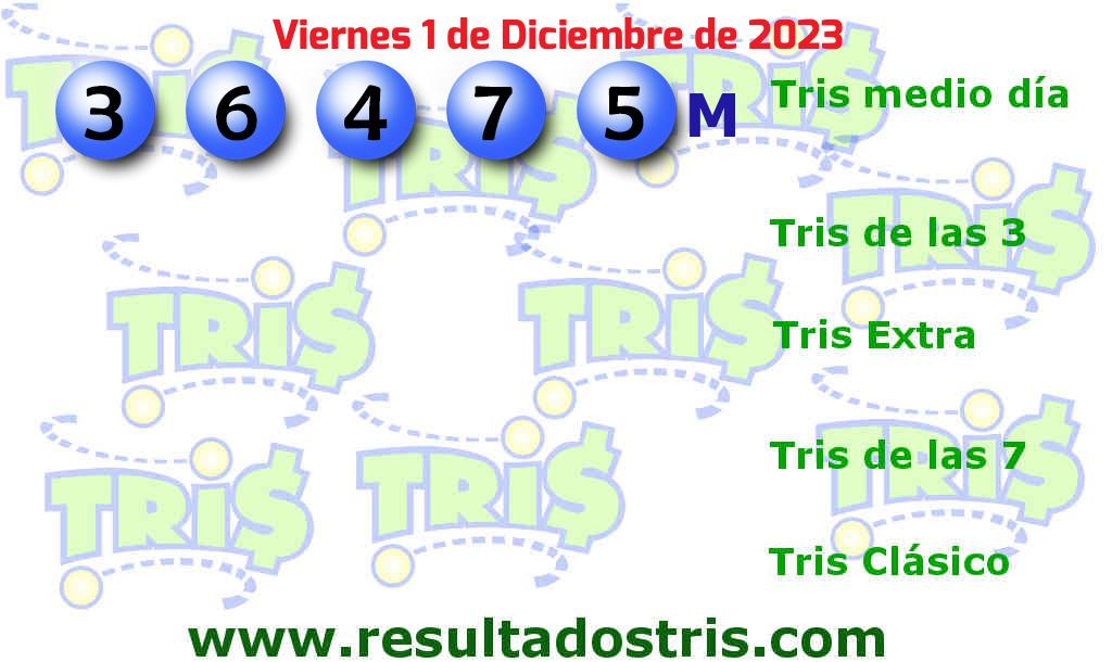 Resultados Tris Medio Día Boleto del Tris Medio Día del 2023-12-01